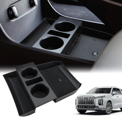 منظم وحدة التحكم المركزية MARCHFA متوافق مع 2023 2024 2025 Hyundai Palisade Accessories وحدة تخزين صينية سفلية للتخزين من أجل Palisade 2023 2024 مع حصائر مضادة للانزلاق وحاملي أكواب in Kuwait