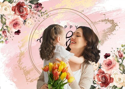 LTLYH 7x5ft Mother's Day Photography Backdrop Thanks Mother Party Photoshoot Photography Backdrops Mom's Day Party Decorations Banner Backdrop Mother's Day Birthday Party Background 176 in Saudi Arabia