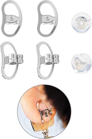 Earring Backs for Droopy Ears, Adjustable Heavy Earrings Lifters Backs, 8 Pairs (2 Silver+1 Gold+1 Silicone) in Kuwait