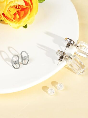 Earring Backs for Droopy Ears, Adjustable Heavy Earrings Lifters Backs, 8 Pairs (2 Silver+1 Gold+1 Silicone) in Kuwait