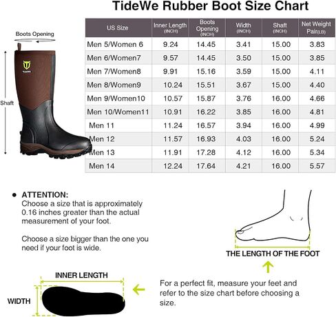 TIDEWE Rubber Neoprene Boots for Men and Women, Waterproof Rain Boot | Sturdy 6mm Neoprene Hunting Boots for Arctic Outdoor Use, Heat-Retaining Insulation Rain Boots with Reinforced Toe in Saudi Arabia