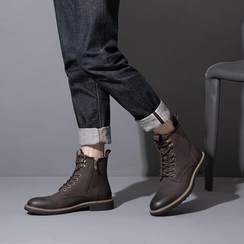 Vostey Mens Boots Motorcycle Casual Boots For Men Waterproof Chukka Boots Mens in Kuwait