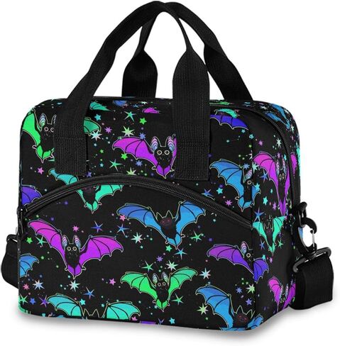 CBBYY Psychedelic Bat Lunch Bags for Women Men, Reusable Insulated Lunch Box, Adjustable Shoulder Straps Tote Lunch Bag for Work Picnic School in Kuwait