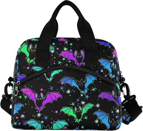 CBBYY Psychedelic Bat Lunch Bags for Women Men, Reusable Insulated Lunch Box, Adjustable Shoulder Straps Tote Lunch Bag for Work Picnic School in Kuwait