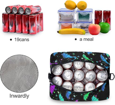 CBBYY Psychedelic Bat Lunch Bags for Women Men, Reusable Insulated Lunch Box, Adjustable Shoulder Straps Tote Lunch Bag for Work Picnic School in Kuwait