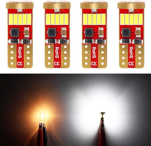 PHINLION 500 لومن 194 لمبة LED 6000K أبيض Canbus إسفين 168 2825 W5W T10 15-SMD 4014 شرائح LED مصابيح بديلة لباب السيارة وخريطة قبة أضواء لوحة الترخيص، حزمة من 4 in Kuwait