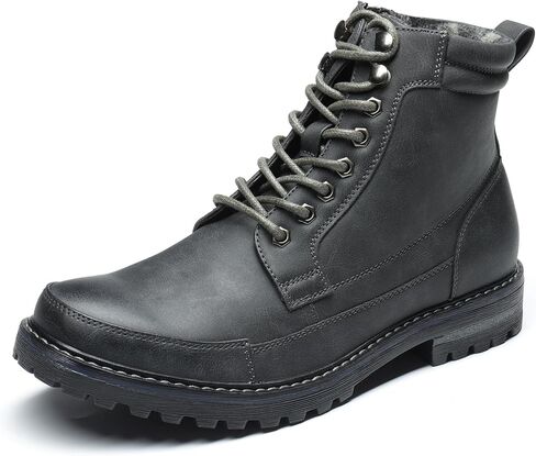 Bruno Marc Men's Motorcycle Combat Oxford Boot Fur Lining Warm Zipper Boots in Kuwait