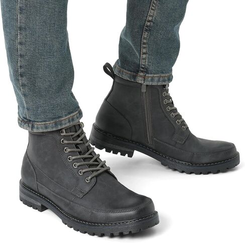 Bruno Marc Men's Motorcycle Combat Oxford Boot Fur Lining Warm Zipper Boots in Kuwait
