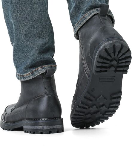 Bruno Marc Men's Motorcycle Combat Oxford Boot Fur Lining Warm Zipper Boots in Kuwait