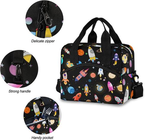 CBBYY Psychedelic Bat Lunch Bags for Women Men, Reusable Insulated Lunch Box, Adjustable Shoulder Straps Tote Lunch Bag for Work Picnic School in Kuwait