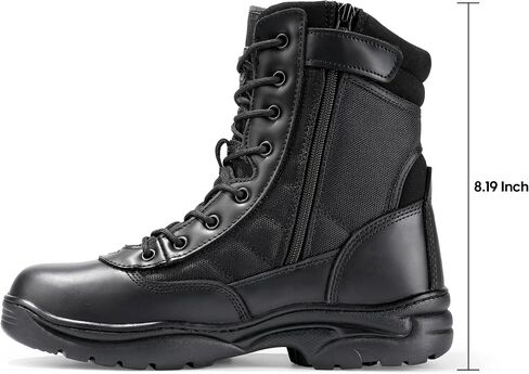 NORTIV 8 Men's Military Tactical Work Boots Side Zipper Leather Motorcycle Combat Boots in Kuwait