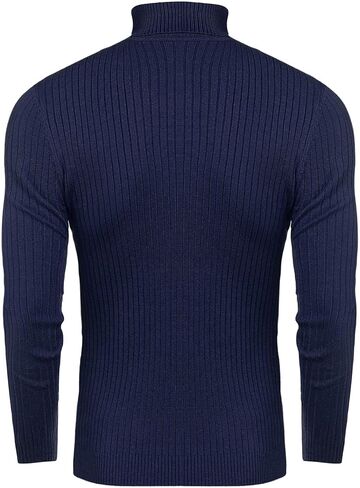 nine bull Mens Slim Fit Turtleneck Sweater Cable Knit Thermal Pullover Sweater in Kuwait