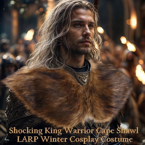 4 Pcs Halloween Viking Costume Set Viking Faux Fur Collar Belt Leather Gauntlet Wristband Medieval Viking Costume in Saudi Arabia