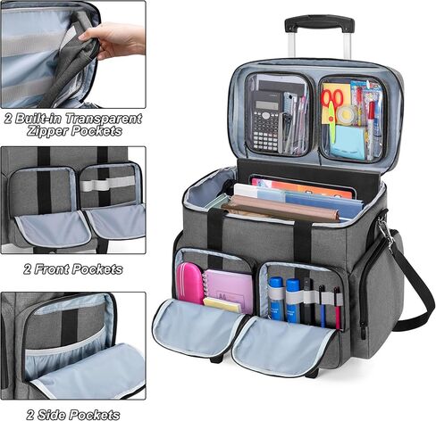 حقيبة حمل المعلم الدوارة من كورمو مع حجرة مبطنة للكمبيوتر المحمول تصل إلى 15.6 بوصة، حقيبة مدرس للتدريس والمكتب والحرف اليدوية، رمادي in Kuwait