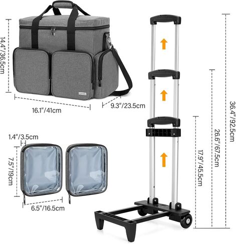 حقيبة حمل المعلم الدوارة من كورمو مع حجرة مبطنة للكمبيوتر المحمول تصل إلى 15.6 بوصة، حقيبة مدرس للتدريس والمكتب والحرف اليدوية، رمادي in Kuwait