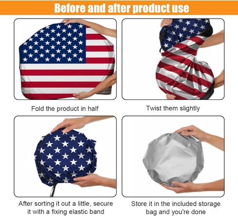 American Flag Car Windshield Sun Shade, Foldable Car Front Window Sunshade for Car SUV Truck, Auto Interior Sun Protection Cover, Blocks UV Rays & Keeps Your Vehicle Cool (USA Original Flag, X-Large) in Kuwait