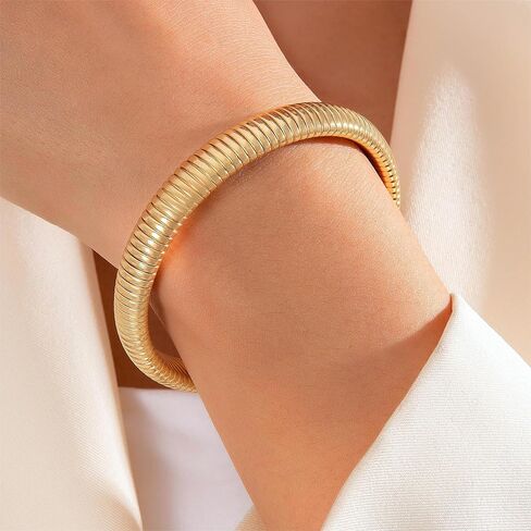 Chunky Bangle Bracelets Coil Stackable Snake Chain Bracelet Interlocking Layered Wrap Bangle Bracelets in Saudi Arabia