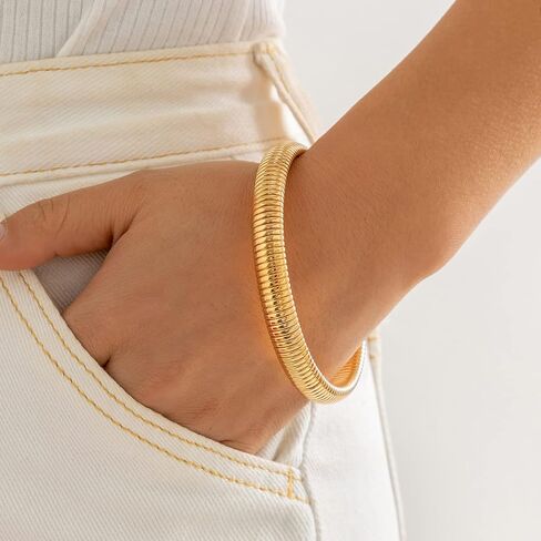 Chunky Bangle Bracelets Coil Stackable Snake Chain Bracelet Interlocking Layered Wrap Bangle Bracelets in Saudi Arabia