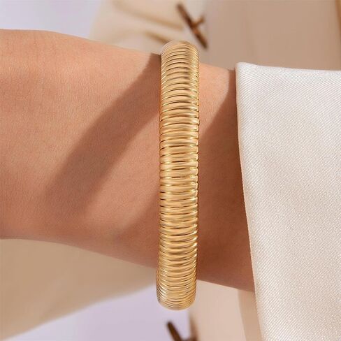 Chunky Bangle Bracelets Coil Stackable Snake Chain Bracelet Interlocking Layered Wrap Bangle Bracelets in Saudi Arabia