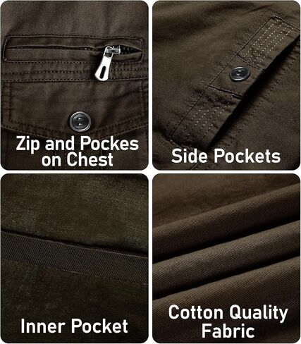 EKLENTSON Men's Cotton Lightweight Multi Pockets Zip Front Stand Collar Military Jackets Windbreaker in Saudi Arabia