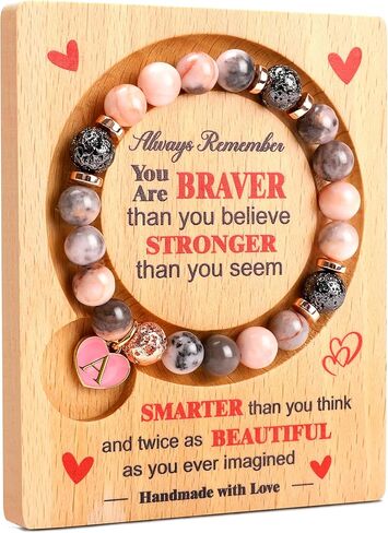 هدايا عيد ميلاد أولية للنساء - سوار أنيق من الحجر الطبيعي مع صينية خشبية، مثالي للفتيات المراهقات والأم والأخت وأفضل صديق والجدة وزميل العمل - فكرة هدية عيد ميلاد فريدة من نوعها in Kuwait