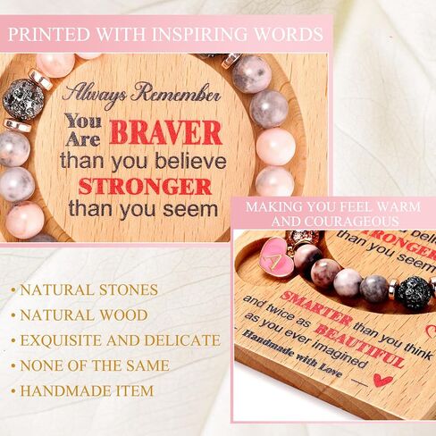 هدايا عيد ميلاد أولية للنساء - سوار أنيق من الحجر الطبيعي مع صينية خشبية، مثالي للفتيات المراهقات والأم والأخت وأفضل صديق والجدة وزميل العمل - فكرة هدية عيد ميلاد فريدة من نوعها in Kuwait