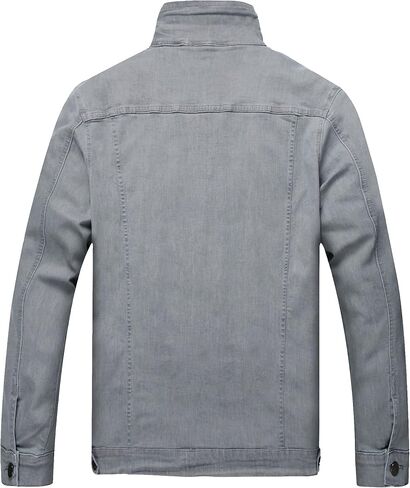 LAMKUKU Mens Denim Jacket Ripped Slim Jean Jacket Coat for Men in Kuwait