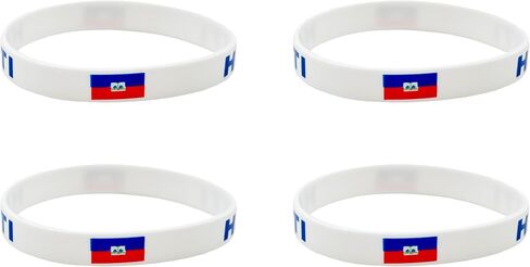 4 Pcs Haiti Haitian Country Flag Rubber Bracelets, National Flag Silicone Bracelet, Rubber Wristbands Patriotic Decorations Gift. in Saudi Arabia