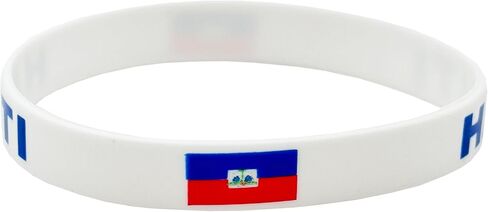 4 Pcs Haiti Haitian Country Flag Rubber Bracelets, National Flag Silicone Bracelet, Rubber Wristbands Patriotic Decorations Gift. in Saudi Arabia