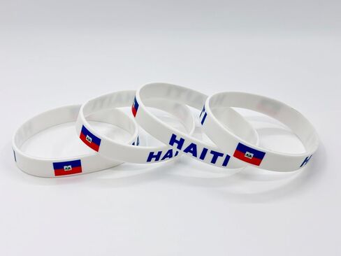 4 Pcs Haiti Haitian Country Flag Rubber Bracelets, National Flag Silicone Bracelet, Rubber Wristbands Patriotic Decorations Gift. in Saudi Arabia