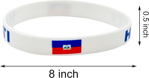4 Pcs Haiti Haitian Country Flag Rubber Bracelets, National Flag Silicone Bracelet, Rubber Wristbands Patriotic Decorations Gift. in Saudi Arabia