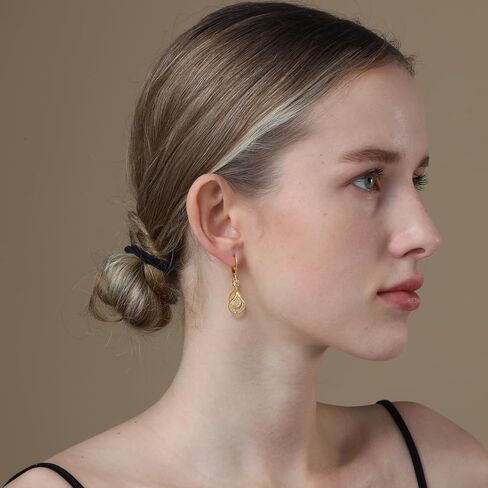 Dangle Earrings Trendy Leverback Birthstone Earrings 14K White Gold Teardrop Dangle Earrings Fine Jewelry Birthday Christmas Gifts for Women in Kuwait