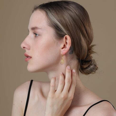Dangle Earrings Trendy Leverback Birthstone Earrings 14K White Gold Teardrop Dangle Earrings Fine Jewelry Birthday Christmas Gifts for Women in Kuwait
