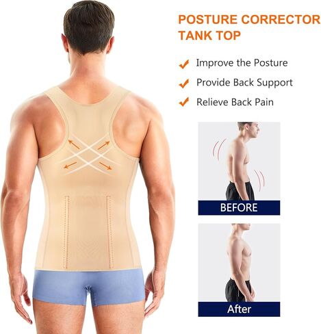 Wonderience Men Shapewear Slimming Body Shaper Compression Shirt Tank top with Zipper Underwear For tummy control in Kuwait