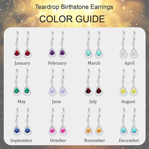 Dangle Earrings Trendy Leverback Birthstone Earrings 14K White Gold Teardrop Dangle Earrings Fine Jewelry Birthday Christmas Gifts for Women in Kuwait