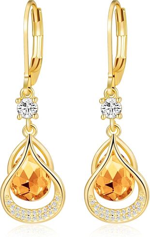 Dangle Earrings Trendy Leverback Birthstone Earrings 14K White Gold Teardrop Dangle Earrings Fine Jewelry Birthday Christmas Gifts for Women in Kuwait
