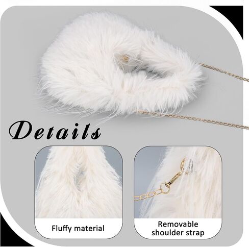 Oweisong Faux Fur Tote Bag for Women Y2K Fluffy Handbag Purse Small Cute Plush Shoulder Bag Furry Hobo Bag with Chain in Kuwait