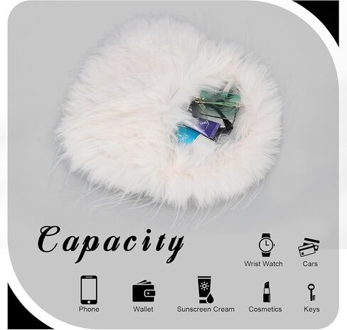 Oweisong Faux Fur Tote Bag for Women Y2K Fluffy Handbag Purse Small Cute Plush Shoulder Bag Furry Hobo Bag with Chain in Kuwait