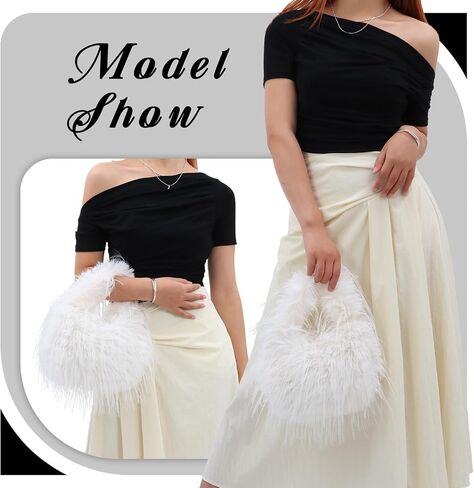 Oweisong Faux Fur Tote Bag for Women Y2K Fluffy Handbag Purse Small Cute Plush Shoulder Bag Furry Hobo Bag with Chain in Kuwait