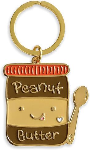 سلسلة مفاتيح من المينا بزبدة الفول السوداني من Night Owl Paper Goods، حوالي 1-3/4 بوصة عرض × 1-3/4 بوصة طول، ذهبي in Kuwait