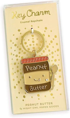 سلسلة مفاتيح من المينا بزبدة الفول السوداني من Night Owl Paper Goods، حوالي 1-3/4 بوصة عرض × 1-3/4 بوصة طول، ذهبي in Kuwait