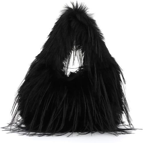 Oweisong Faux Fur Tote Bag for Women Y2K Fluffy Handbag Purse Small Cute Plush Shoulder Bag Furry Hobo Bag with Chain in Kuwait