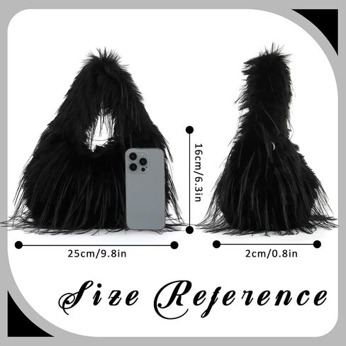 Oweisong Faux Fur Tote Bag for Women Y2K Fluffy Handbag Purse Small Cute Plush Shoulder Bag Furry Hobo Bag with Chain in Kuwait