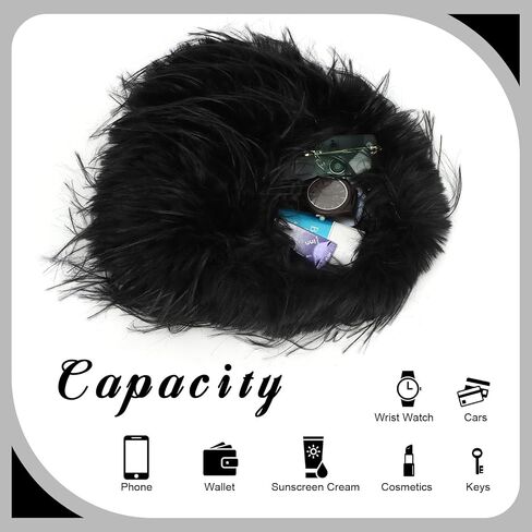 Oweisong Faux Fur Tote Bag for Women Y2K Fluffy Handbag Purse Small Cute Plush Shoulder Bag Furry Hobo Bag with Chain in Kuwait