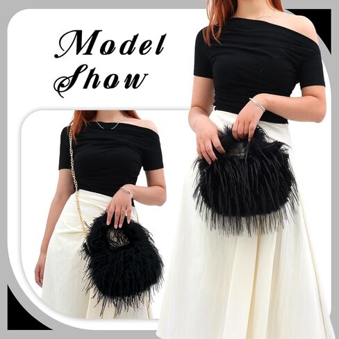 Oweisong Faux Fur Tote Bag for Women Y2K Fluffy Handbag Purse Small Cute Plush Shoulder Bag Furry Hobo Bag with Chain in Kuwait