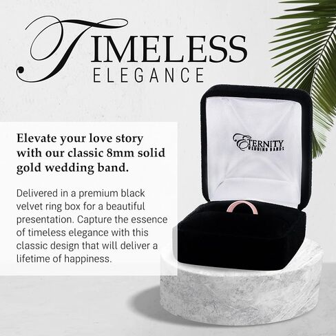 Classic 8mm SOLID GOLD Wedding Band Rings, Comfort Fit in 10K and 14K Yellow Gold, White Gold or Rose Gold in Kuwait