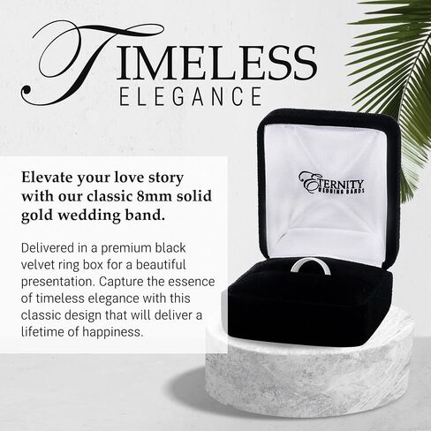 Classic 8mm SOLID GOLD Wedding Band Rings, Comfort Fit in 10K and 14K Yellow Gold, White Gold or Rose Gold in Kuwait