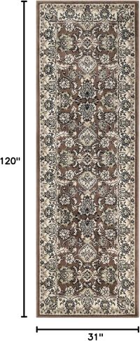 Superior Indoor Area Rug, with Jute Backing, Chic Bordered Floor Decor for Living Room, Bedroom, Office, Entryway, Kitchen, Dining, Floral Design, Lille Collection, 5' x 8', Brown-Salmon in Saudi Arabia