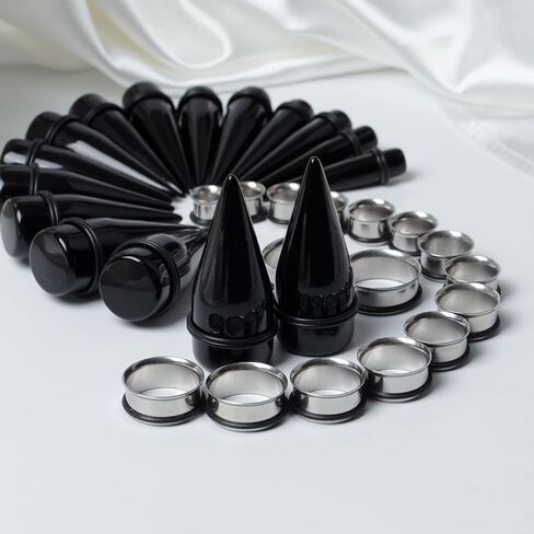CABBE KALLO 32 PCS 00G - 24mm Ear Taper Kit Gauge Stretching Kit Stainless steel Tapers Tunnels Plugs Piercing Jewelry in Kuwait