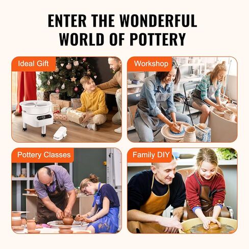 VEVOR Pottery Wheel, 11 inch Pottery Forming Machine, 450W Electric Wheel for Pottery with Foot Pedal and LCD Touch Screen, Direct Drive Ceramic Wheel with 3 Support Legs for Art Craft DIY, White in Saudi Arabia